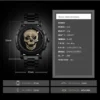 Reloj de cuarzo con fondo de calavera para hombre, pulsera deportiva de acero.