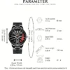 Relojes para hombre con pulsera de cuarzo de acero inoxidable y cuero con diseño de rin de carro.